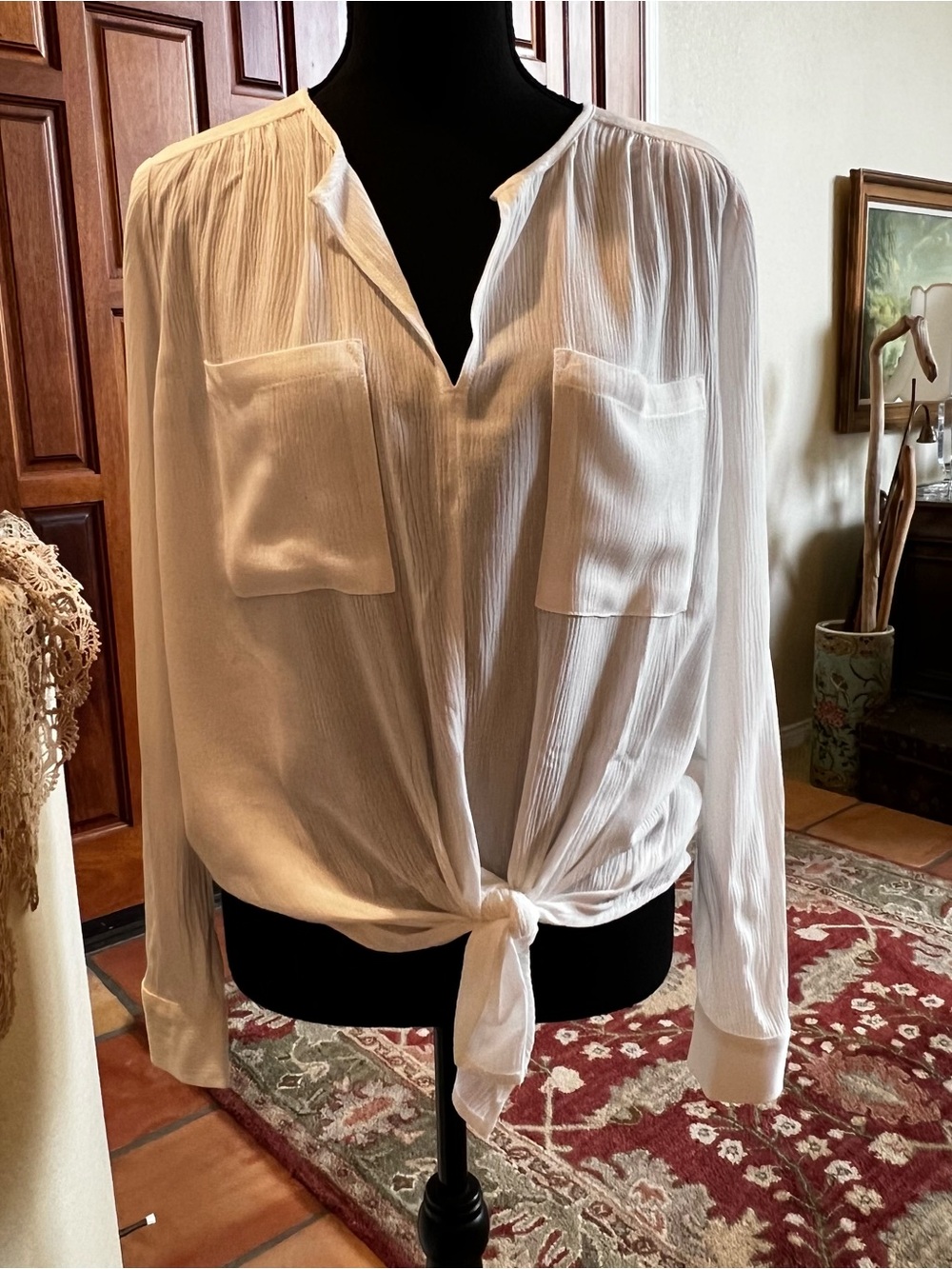 Karen Kane Heat Wave Off White Tie Front Top Size Small NWT